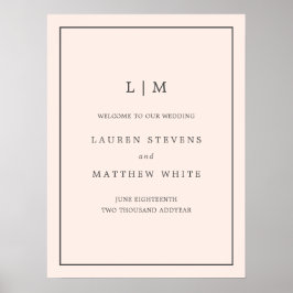 Eenvoudige Blush Roze Monogram Elegante Huwelijk Poster
