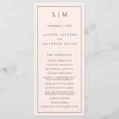 Eenvoudige Blush Roze Monogram Elegante Huwelijk Programmakaart (Voorkant)