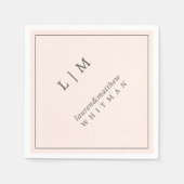 Eenvoudige Blush Roze Monogram Elegante Huwelijk Servet (Voorkant)