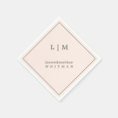 Eenvoudige Blush Roze Monogram Elegante Huwelijk Servet (Hoek)