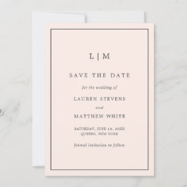 Eenvoudige Blush Roze Monogram Elegante Trouw Save The Date
