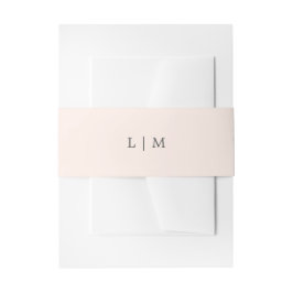 Eenvoudige Blush Roze Monogram Elegante Trouw Uitnodigingen Wikkel