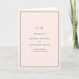 Eenvoudige Blush Roze Monogram Elegante Trouwdag Programma