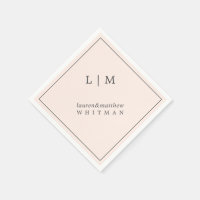 Eenvoudige Blush Roze Monogram Elegante Trouwdag
