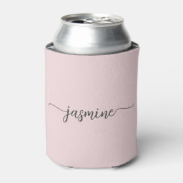 Eenvoudige Blush Roze Monogram Meisjesachtig Schri Blikjeskoeler