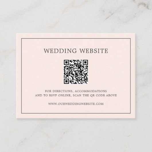 Eenvoudige Blush Roze Monogram QR Code Elegante Tr Informatiekaartje (Voorkant)