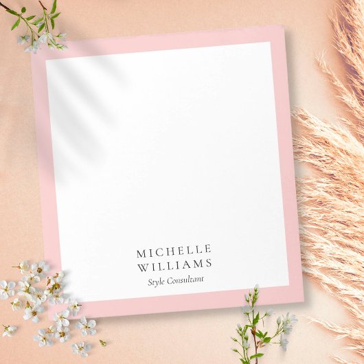 Eenvoudige blush roze omrande notitieblok
