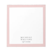 Eenvoudige blush roze omrande notitieblok (Voorkant)