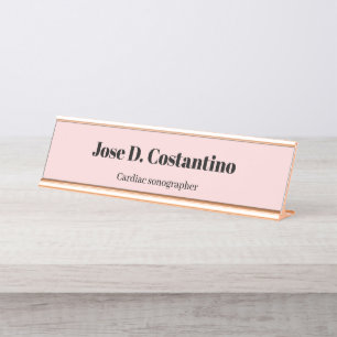 Eenvoudige Blush Roze Pastel Lichte Naam Titel Bur Bureau Naambordje