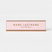 Eenvoudige blush roze pastel lichte titel bureau naambordje (Voorkant)