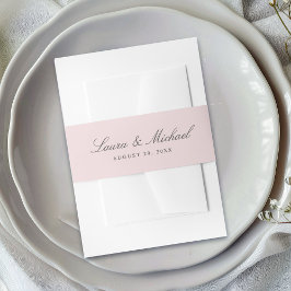 Eenvoudige Blush Roze Persoonlijke Trouwdag Uitnodigingen Wikkel