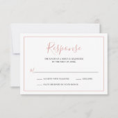 Eenvoudige Blush Roze Rand Elegante Bruiloft RSVP Kaartje (Voorkant)