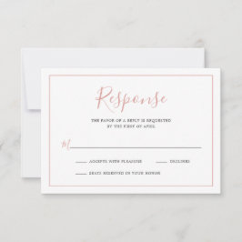 Eenvoudige Blush Roze Rand Elegante Bruiloft RSVP Kaartje