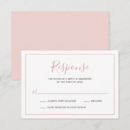 Eenvoudige Blush Roze Rand Elegante Bruiloft RSVP Kaartje