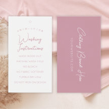 Eenvoudige Blush Roze Schrift Wasinstructies Label