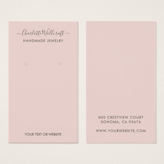 Eenvoudige Blush Roze Script Earning Display Card Visitekaartje (Voorkant /achterkant)