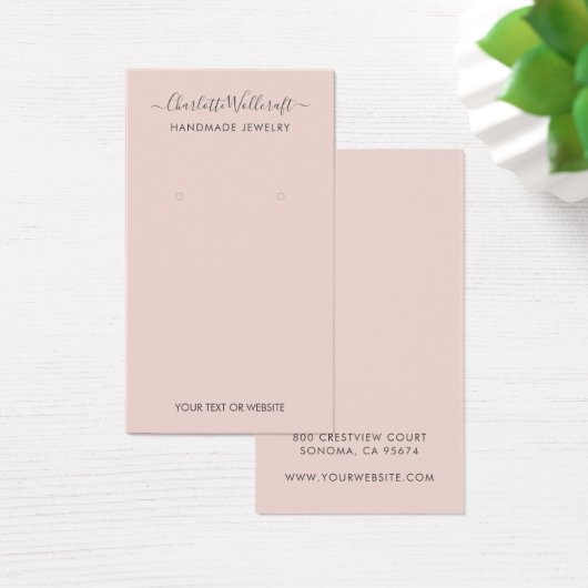 Eenvoudige Blush Roze Script Earning Display Card Visitekaartje (Bureau)