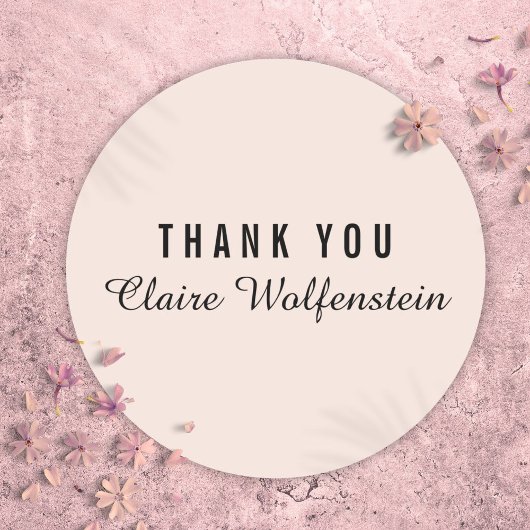 Eenvoudige Blush Roze Script Zakelijk Bedankt Ronde Sticker