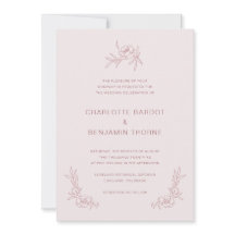Eenvoudige Blush Roze Trouw Uitnodiging