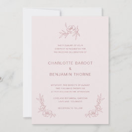 Eenvoudige Blush Roze Trouw Uitnodiging