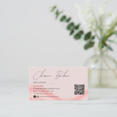 Eenvoudige Blush Roze Waterkleur QR Code Visitekaartje (Staand voorkant)