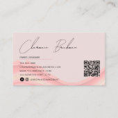 Eenvoudige Blush Roze Waterkleur QR Code Visitekaartje (Voorkant)