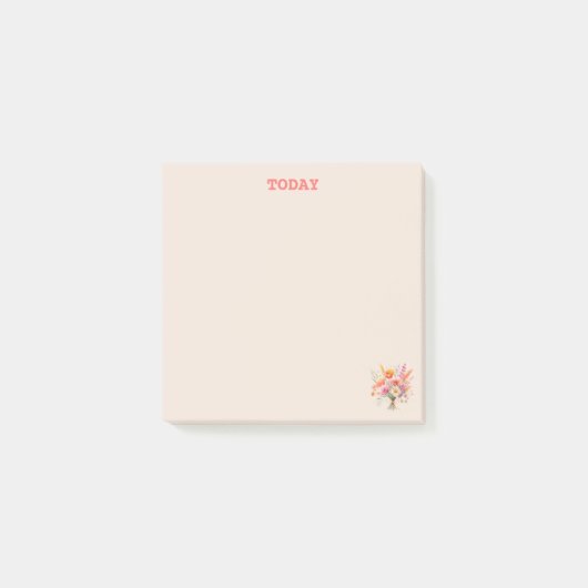 Eenvoudige Blush Roze Waterverf Bloemboeket Custom Post-it® Notes (Voorkant)