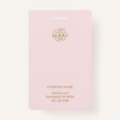 Eenvoudige Blush Roze Werknemer Foto & Bedrijf Log Badge (Achterkant)