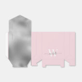 Eenvoudige Blush Roze Zilver Folie Monogram Naam S Bedankdoosjes (Uitgevouwen)