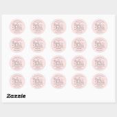 Eenvoudige Blush Roze Zwarte Hart Handgemaakte Bod Ronde Sticker (Vel)