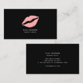 Eenvoudige blush roze zwarte lippen make-up artist visitekaartje (Voorkant / Achterkant)
