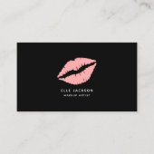 Eenvoudige blush roze zwarte lippen make-up artist visitekaartje (Voorkant)