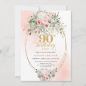 Eenvoudige Blush Rozen Minimalistische 90e Verjaar Kaart (Voorkant)