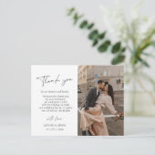Eenvoudige Blush Script Foto bruiloft Dank u Briefkaart (Staand voorkant)