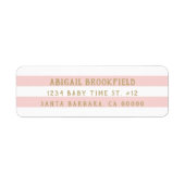 Eenvoudige Blush Stried met gouden tekst Retouradr Etiket (Voorkant)