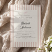 Eenvoudige Blush Stripes Baby shower Invitation Kaart