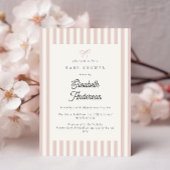 Eenvoudige Blush Stripes Baby shower Invitation Kaart