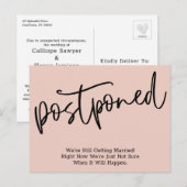 Eenvoudige Blush uitgestelde bruiloft aankondiging Briefkaart (Voorkant / Achterkant)