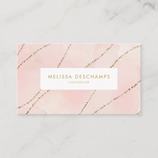 Eenvoudige Blush Waterverf Faux Glitter Visitekaartje (Voorkant)
