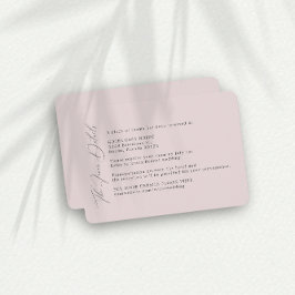 Eenvoudige Blush Wedding Finer Details Behuizing K Informatiekaartje