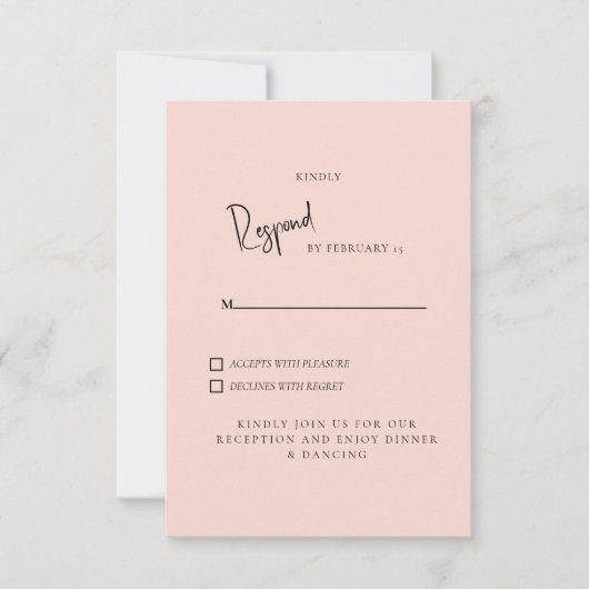 Eenvoudige Blush Wedding RSVP (Voorkant)