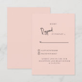 Eenvoudige Blush Wedding RSVP Kaartje (Voorkant / Achterkant)