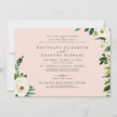 Eenvoudige Blush Wit Bloemen Beide Ouders Bruiloft Kaart (Voorkant)