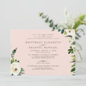 Eenvoudige Blush Wit Bloemen Beide Ouders Bruiloft Kaart (Staand voorkant)