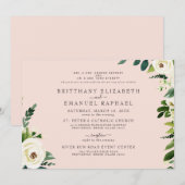 Eenvoudige Blush Wit Bloemen Beide Ouders Bruiloft Kaart (Voorkant / Achterkant)