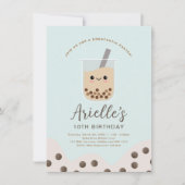 Eenvoudige Boba-bubbelmelk Tea Blue Birthday Kaart (Voorkant)