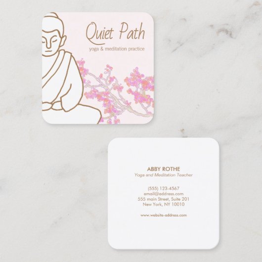 Eenvoudige Boeddha-Meditation Yoga-leraar Vierkante Visitekaartje (Voorkant / Achterkant)
