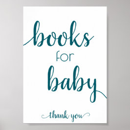 Eenvoudige boeken voor Baby | Blauwgroen Aqua Book Poster