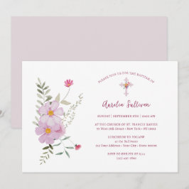 Eenvoudige boeket van wilde bloemen Doop Kaart