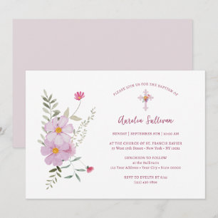 Eenvoudige boeket van wilde bloemen Doop Kaart